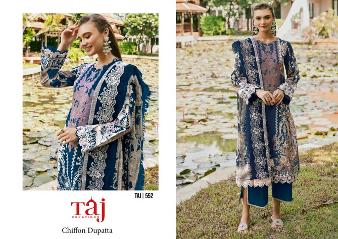 Taj 549 And 552 Cotton Embroidery Pakistani Suits Wholesale Shop In Surat
